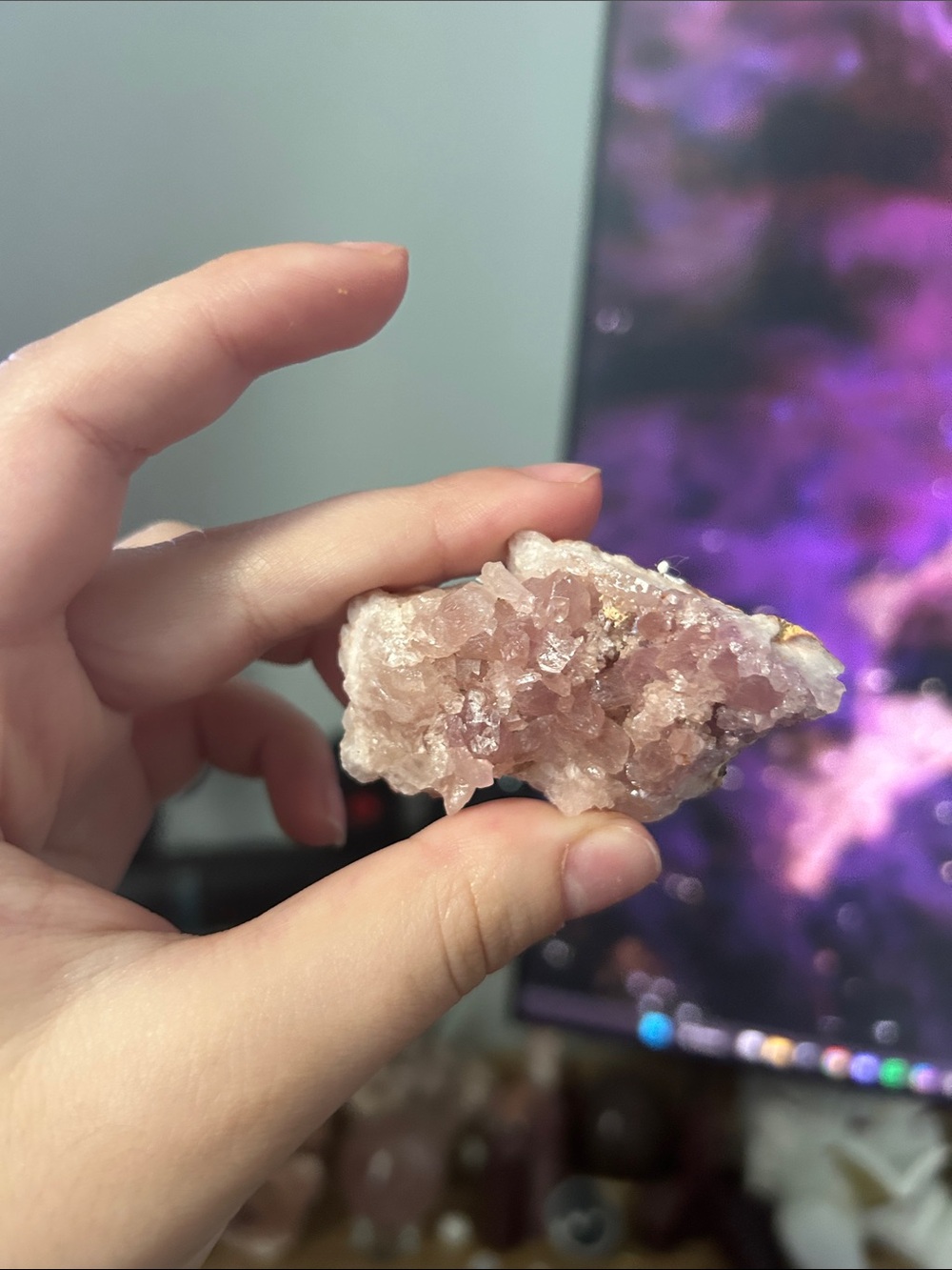 Natural Pink Amethyst Crystal Cluster Decorative Accent